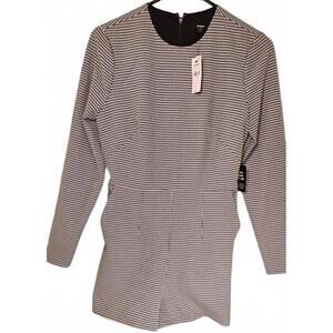 Express Black and White Houndstooth‎ Long Sleeve Romper Size 2 NWT